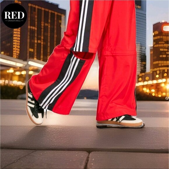 Adidas Rasant Cut Line Collegiate Red Track Pants JY4616 - Women's Size S - Picture 2 of 7